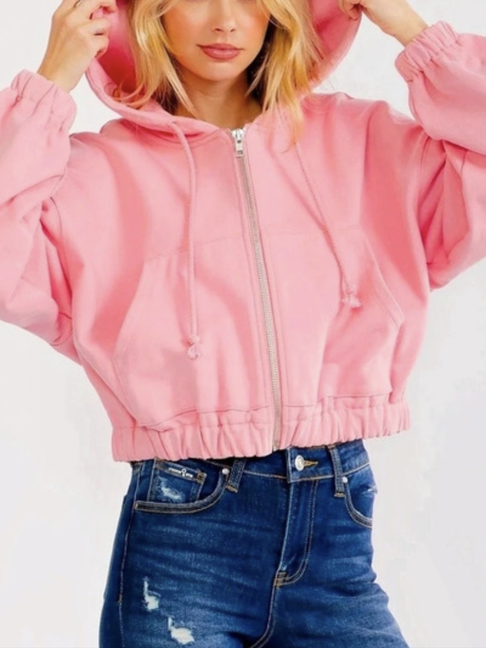 Signature 8 Studio79 Pink Cropped Hooded Jacket Size Small NWT